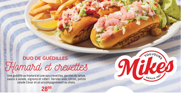 Mikes St-Jérôme offer succulents subs from the original recipe, pizzas made with our pizza dough who is prepared every day in restaurant, as well as some creamy pasta or gratin pasta.