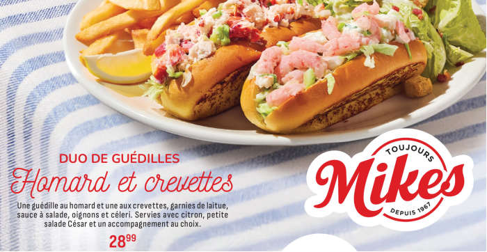 Mikes St-Jérôme vous offrent de succulents sous-marins issus de la recette originale, des pizzas faites avec notre pâte à pizza préparée chaque jour en restaurant ainsi que des pâtes crémeuses et gratinées